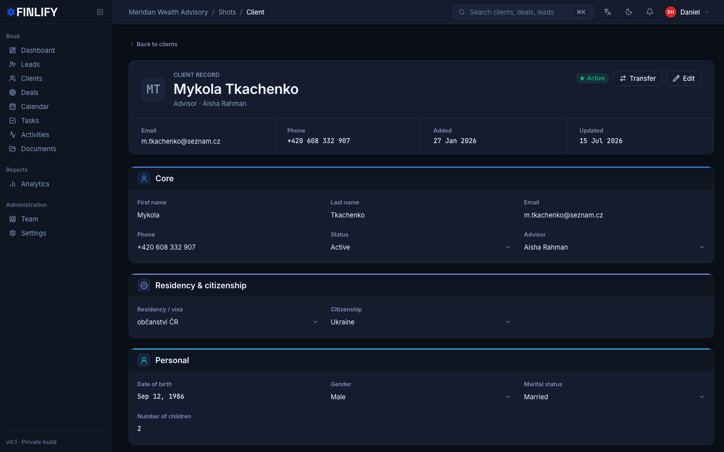 finlify client record